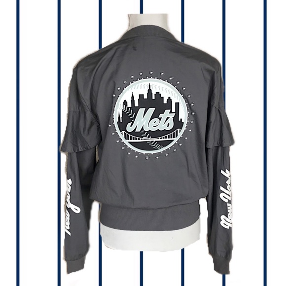 NY Mets Jacket w/ruffle & Silver glitter logos S - Picture 5 of 12
